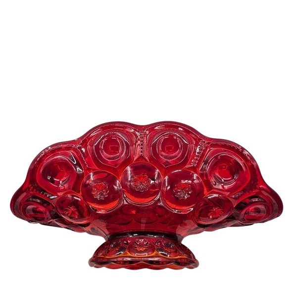 L.E. Smith‎ Vintage Amberina Moon & Stars Red Glass Pedestal Fruit Bowl - Picture 8 of 12